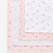Load image into Gallery viewer, Pink Bunny Baby Muslins 100% Cotton Cloths 4 Pack