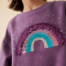 Load image into Gallery viewer, Berry Red Rainbow Sequin Sweatshirt (3-16yrs)