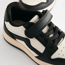 Load image into Gallery viewer, Black/White Touch Fastening Elastic Lace Trainers