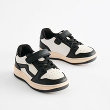 Load image into Gallery viewer, Black/White Touch Fastening Elastic Lace Trainers