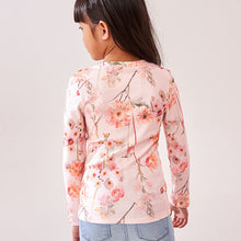 Load image into Gallery viewer, Pink Floral 1 Pack Long Sleeve Ribbed Top (3-12yrs)