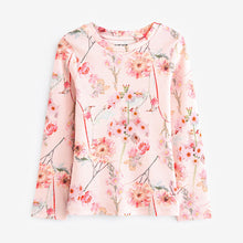 Load image into Gallery viewer, Pink Floral 1 Pack Long Sleeve Ribbed Top (3-12yrs)