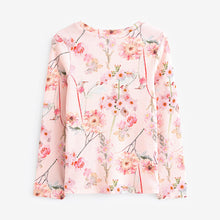 Load image into Gallery viewer, Pink Floral 1 Pack Long Sleeve Ribbed Top (3-12yrs)