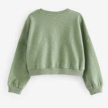 Load image into Gallery viewer, Khaki Green Sequin Heart Long Sleeve T-Shirt (3-12yrs)