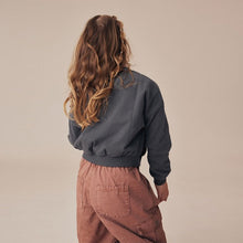 Load image into Gallery viewer, Charcoal Grey Sequin Butterfly Boxy 100% Cotton Sweatshirt (4-12yrs)