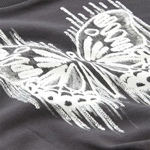 Load image into Gallery viewer, Charcoal Grey Sequin Butterfly Boxy 100% Cotton Sweatshirt (4-12yrs)