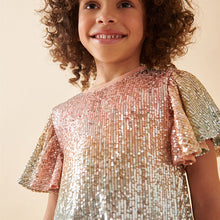 Load image into Gallery viewer, Orange/Blue Ombre Sequin Sparkle Party Dress (3-16yrs)