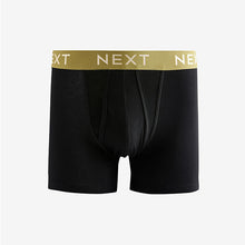 Load image into Gallery viewer, Black White Gold Waistband A-Front Boxers 8 Pack