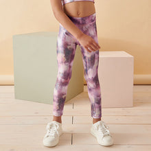 Load image into Gallery viewer, Pink Floral Tie Dye Sports Leggings (4-12yrs)