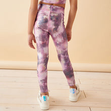 Load image into Gallery viewer, Pink Floral Tie Dye Sports Leggings (4-12yrs)