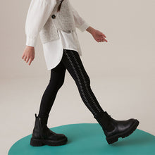Load image into Gallery viewer, Black Diamante Stud Printed Leggings (3-12yrs)