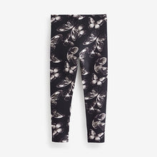 Load image into Gallery viewer, Black/White Butterfly Printed Leggings (3-12yrs)