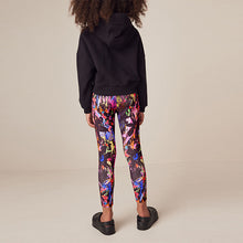 Load image into Gallery viewer, Black/Pink/Green Splat Printed Leggings (3-12yrs)