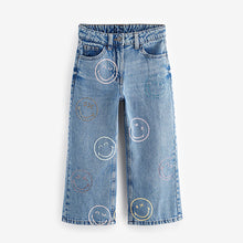 Load image into Gallery viewer, Mid Blue Denim SmileyWorld® Wide Leg 100% Cotton Jeans (3-12yrs)