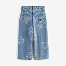 Load image into Gallery viewer, Mid Blue Denim SmileyWorld® Wide Leg 100% Cotton Jeans (3-12yrs)