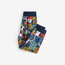 Load image into Gallery viewer, Blue/Green Varsity 2 Pack 100% Cotton Long Sleeve Pyjamas (5-12yrs)