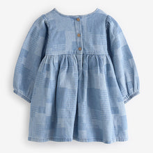 Load image into Gallery viewer, Blue 100% Cotton Denim Daisy Dress (3mths-6yrs)