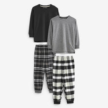 Load image into Gallery viewer, Monochrome Long Sleeve Woven Check Pyjamas 2 Pack
