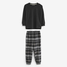 Load image into Gallery viewer, Monochrome Long Sleeve Woven Check Pyjamas 2 Pack