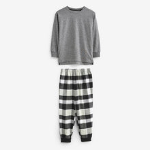 Load image into Gallery viewer, Monochrome Long Sleeve Woven Check Pyjamas 2 Pack