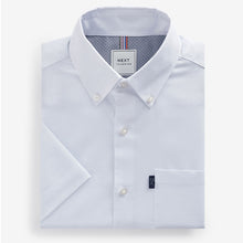 Load image into Gallery viewer, White Regular Fit Short Sleeve Easy Iron Button Down Oxford Shirt