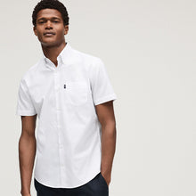 Load image into Gallery viewer, White Regular Fit Short Sleeve Easy Iron Button Down Oxford Shirt