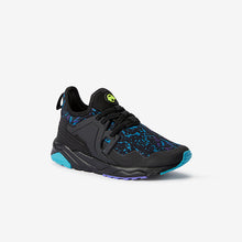 Load image into Gallery viewer, Black/Lime Gamer Elastic Lace Trainers