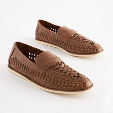 Load image into Gallery viewer, Tan Brown Weave Loafers