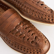 Load image into Gallery viewer, Tan Brown Weave Loafers