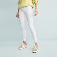 Load image into Gallery viewer, White Regular Fit Jersey Denim Leggings