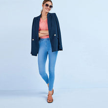 Load image into Gallery viewer, Blue Bleach Jersey Denim Leggings