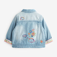 Load image into Gallery viewer, Mid Blue Unicorn Embroidered Denim Jacket (3mths-6yrs)
