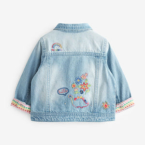 Mid Blue Unicorn Embroidered Denim Jacket (3mths-6yrs)