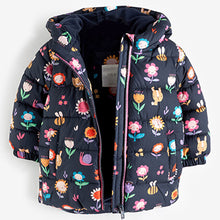 Load image into Gallery viewer, Navy Character Shower Resistant Padded Coat (3mths-6yrs)