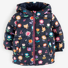 Load image into Gallery viewer, Navy Character Shower Resistant Padded Coat (3mths-6yrs)