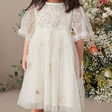 Load image into Gallery viewer, White Embroidered Mesh Party Dress (3mths-6yrs)
