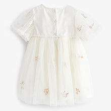 Load image into Gallery viewer, White Embroidered Mesh Party Dress (3mths-6yrs)