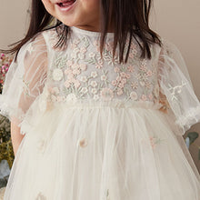 Load image into Gallery viewer, White Embroidered Mesh Party Dress (3mths-6yrs)
