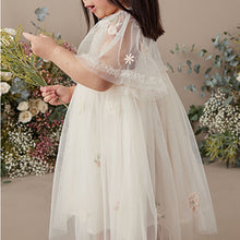 Load image into Gallery viewer, White Embroidered Mesh Party Dress (3mths-6yrs)