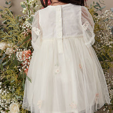 Load image into Gallery viewer, White Embroidered Mesh Party Dress (3mths-6yrs)
