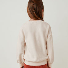 Load image into Gallery viewer, Ecru White Sequin Unicorn Crew Sweatshirt Top (3-12yrs)