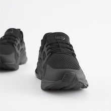 Load image into Gallery viewer, Black Standard Fit (F) Elastic Lace Trainers