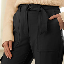 Load image into Gallery viewer, Black Smart Utility Cargo Belted Taper Trousers