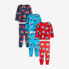 Load image into Gallery viewer, Red/Blue Emergency Vehicles 3 Pack Pyjamas (9mths-6yrs)