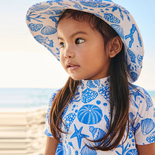 Load image into Gallery viewer, White/Blue 2 Piece Sunsafe Swimset (3mths-5yrs)