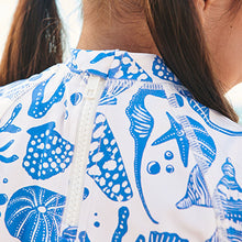 Load image into Gallery viewer, White/Blue 2 Piece Sunsafe Swimset (3mths-5yrs)