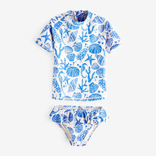 Load image into Gallery viewer, White/Blue 2 Piece Sunsafe Swimset (3mths-5yrs)