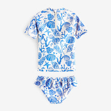 Load image into Gallery viewer, White/Blue 2 Piece Sunsafe Swimset (3mths-5yrs)