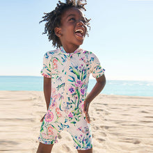 Load image into Gallery viewer, Ecru/Pink Sunsafe Swimsuit (3mths-5yrs)
