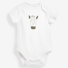 Load image into Gallery viewer, White Safari Character 5 Pack Short Sleeve Baby Bodysuits (0-2yrs)